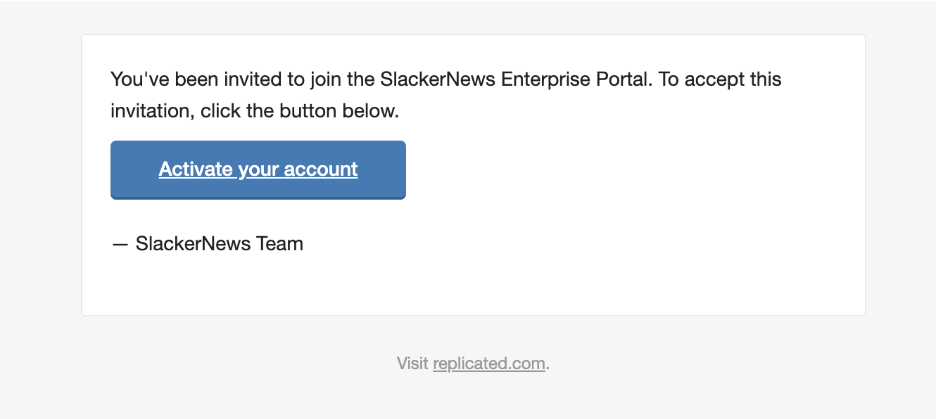enterprise portal invitation email